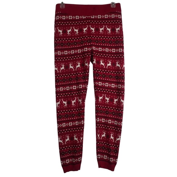 Torrid Red Holiday Reindeer Fair Isle Knit Leggings Polyester Blend Womens Sz 1 - Picture 1 of 6